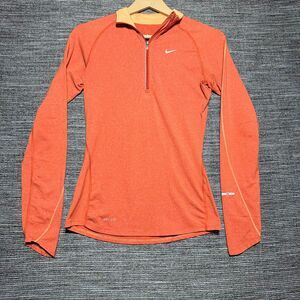 Nike Sweatshirt Womens XS Orange 1/4 Zip Long Sleeve Dri-Fit Element